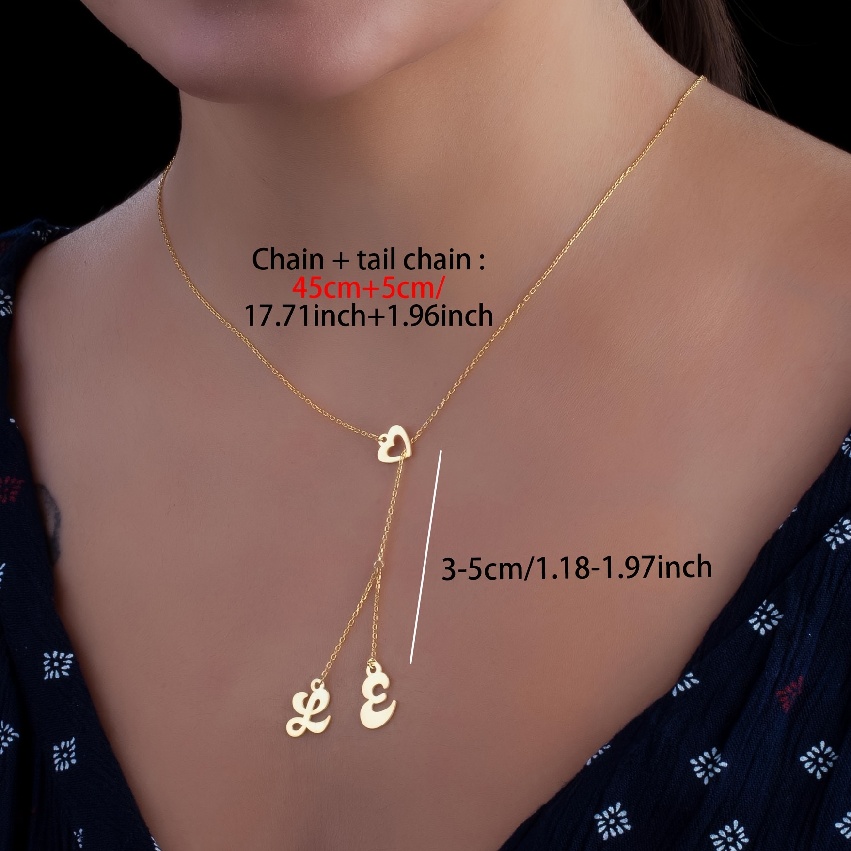Custom Double Letter Necklace in 18K Gold Plated Style